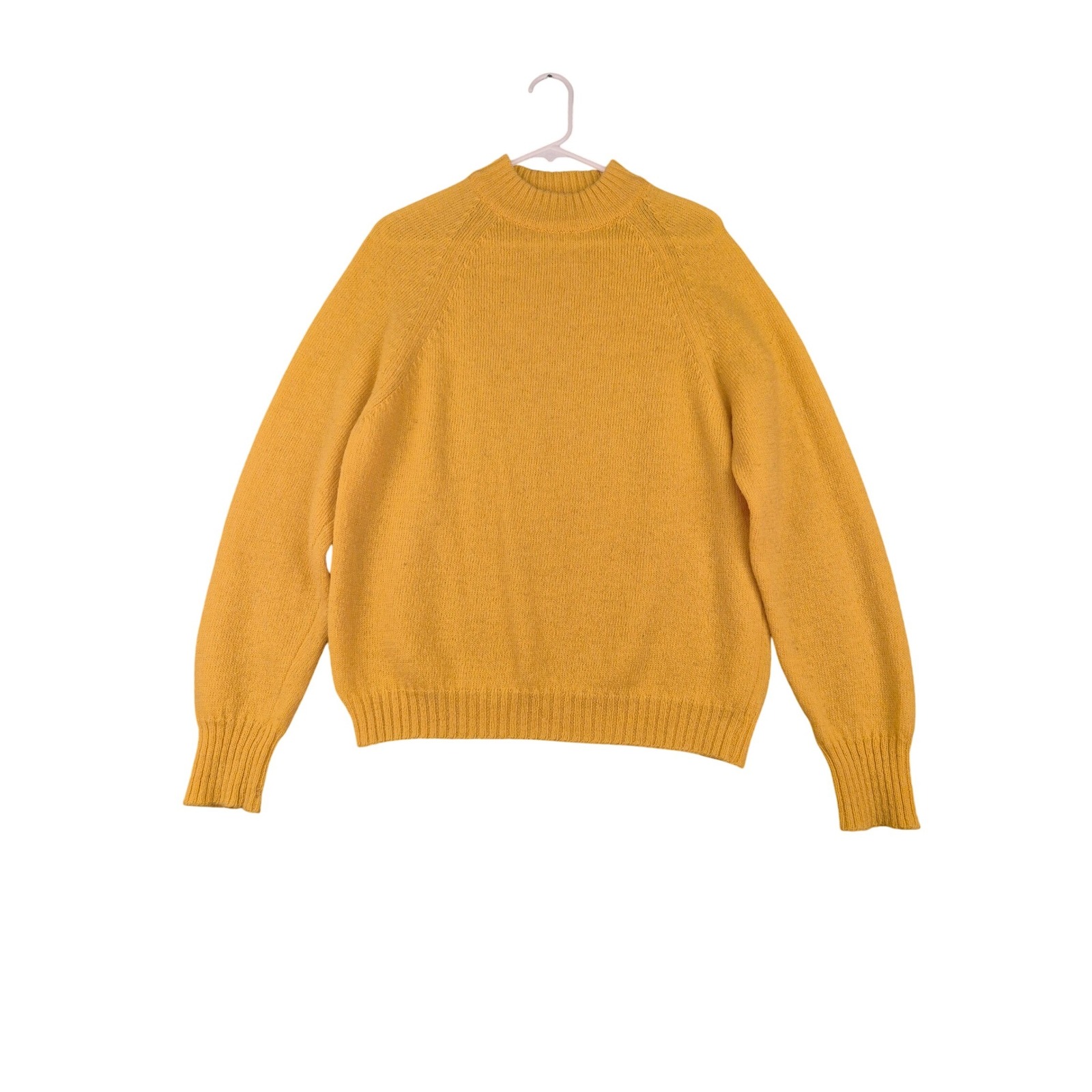 Brentwood Sportswear Mustard Yellow Mock Neck Raglan Knit Sweater Mens Large Vtg